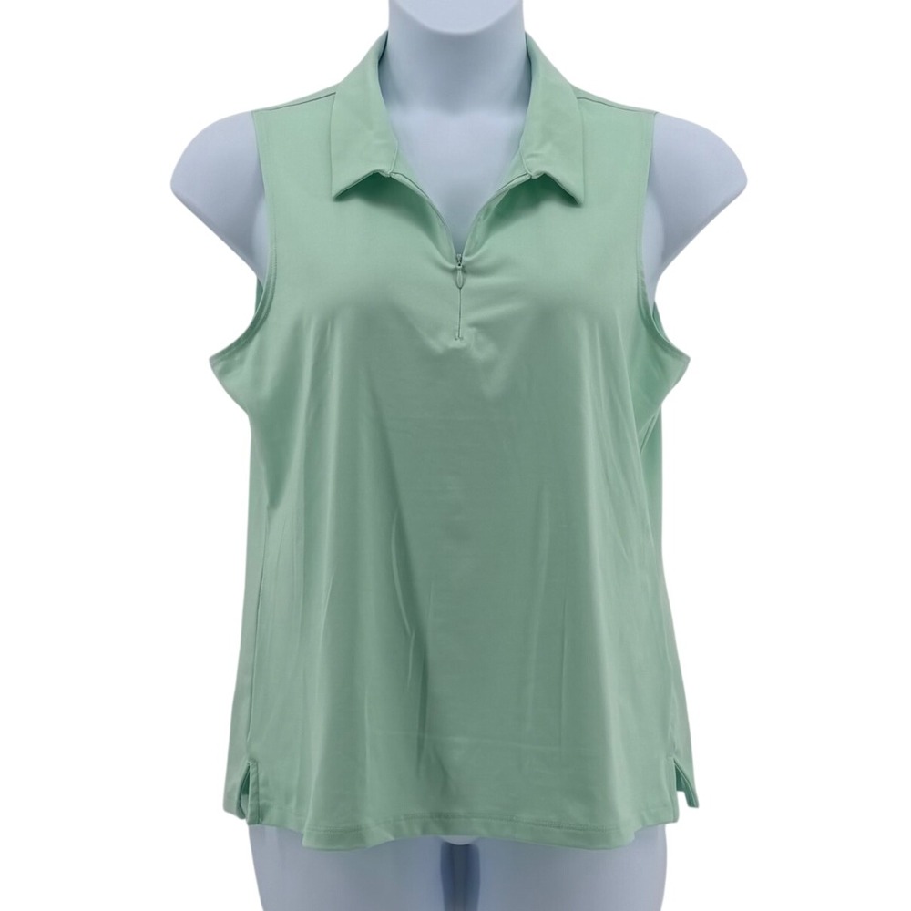 Tommy Bahama Golf Top Womens XL Mint Green Sleeveless Quarter Zip Polo Shirt
